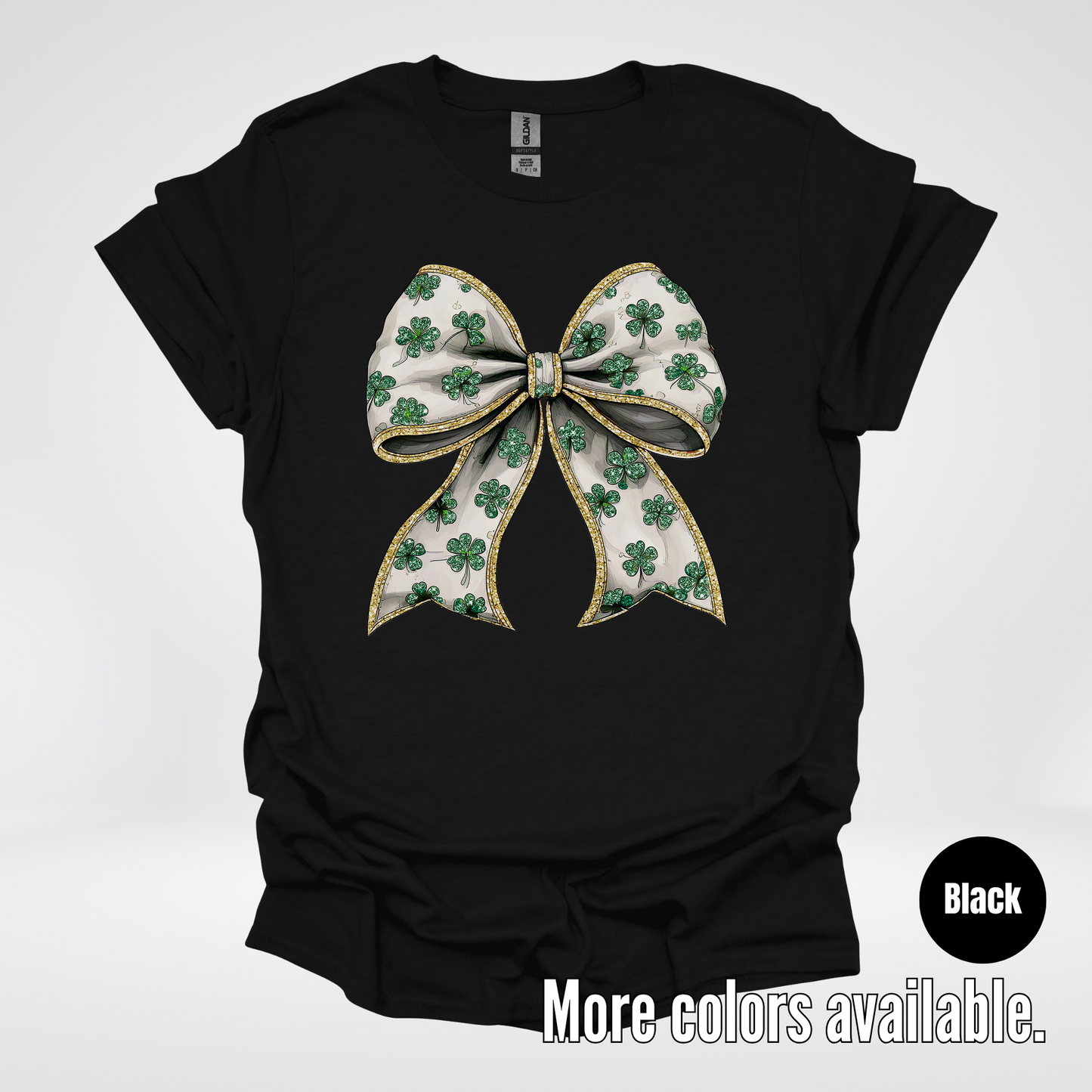 Lucky Clover Green Coquette Glitter Bow – Saint Patrick’s Day T-Shirt