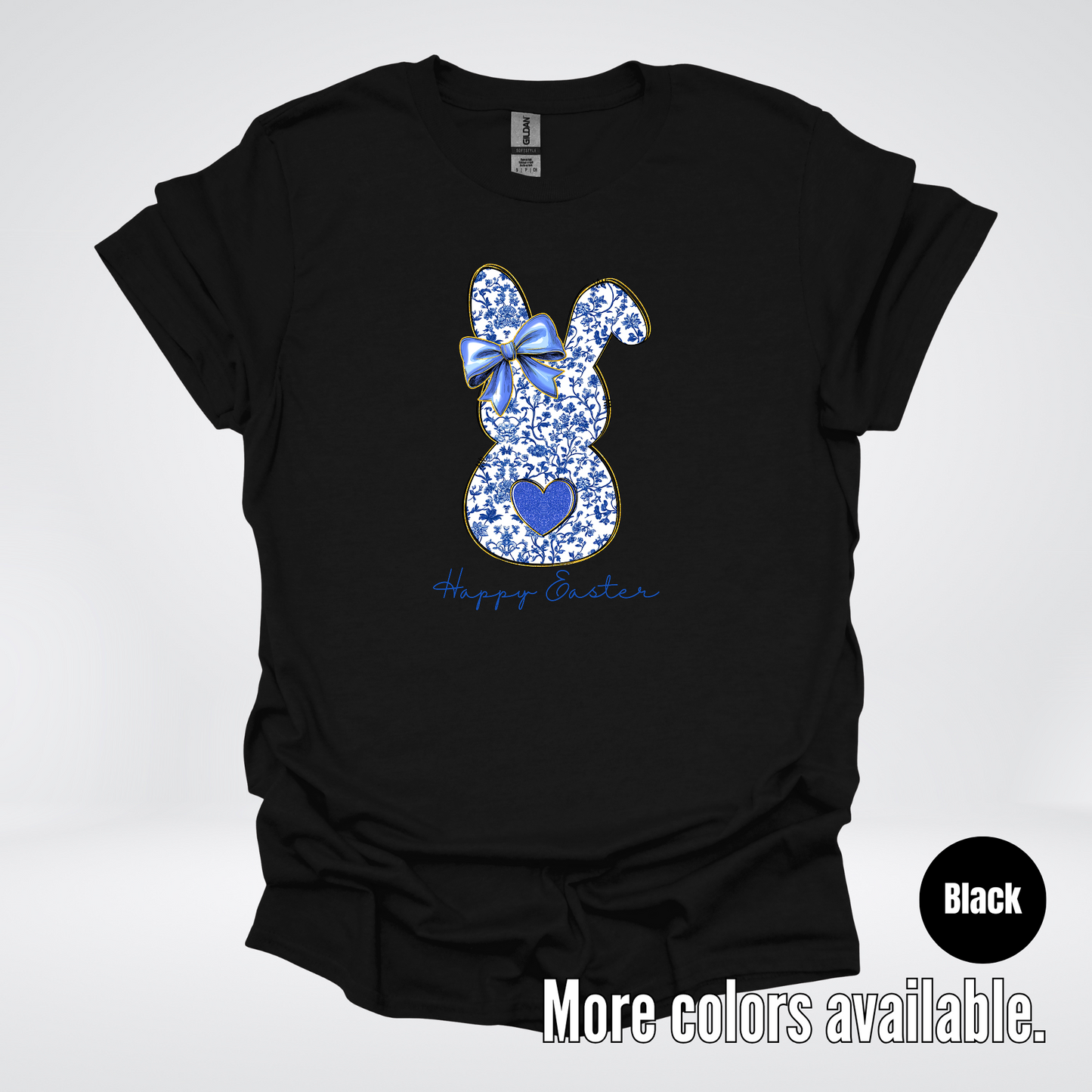 Happy Easter Bunny Blue Toile Chinoiserie Grand Millennial T-Shirt