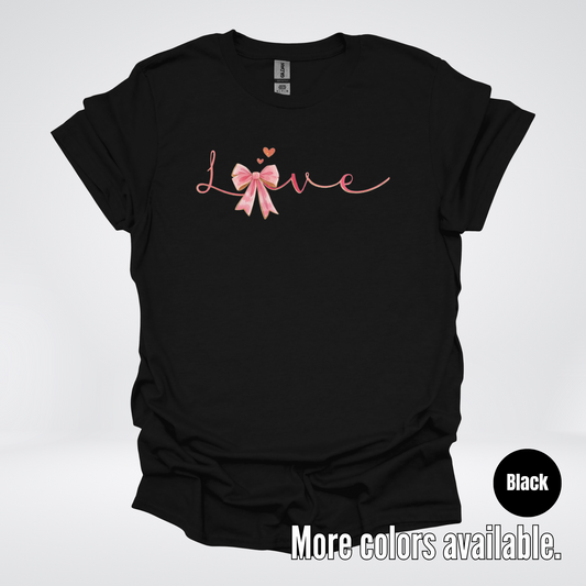 Love Pink Watercolor Coquette Bow T-Shirt