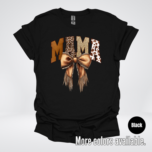 MAMA Western Coquette Leather Bow And Tassels T-Shirt