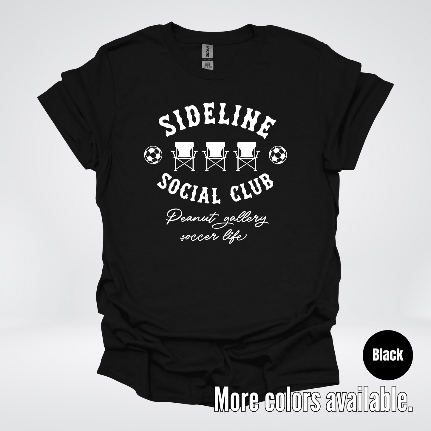 Sideline Social Club Peanut Gallery Soccer Life – White Design – T-Shirt