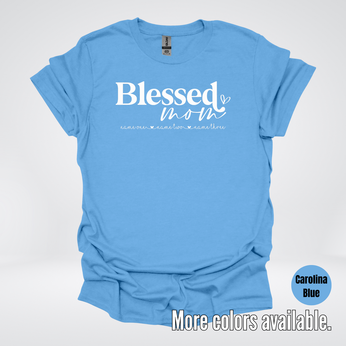 Custom Names Blessed Mom - White Design - T-Shirt