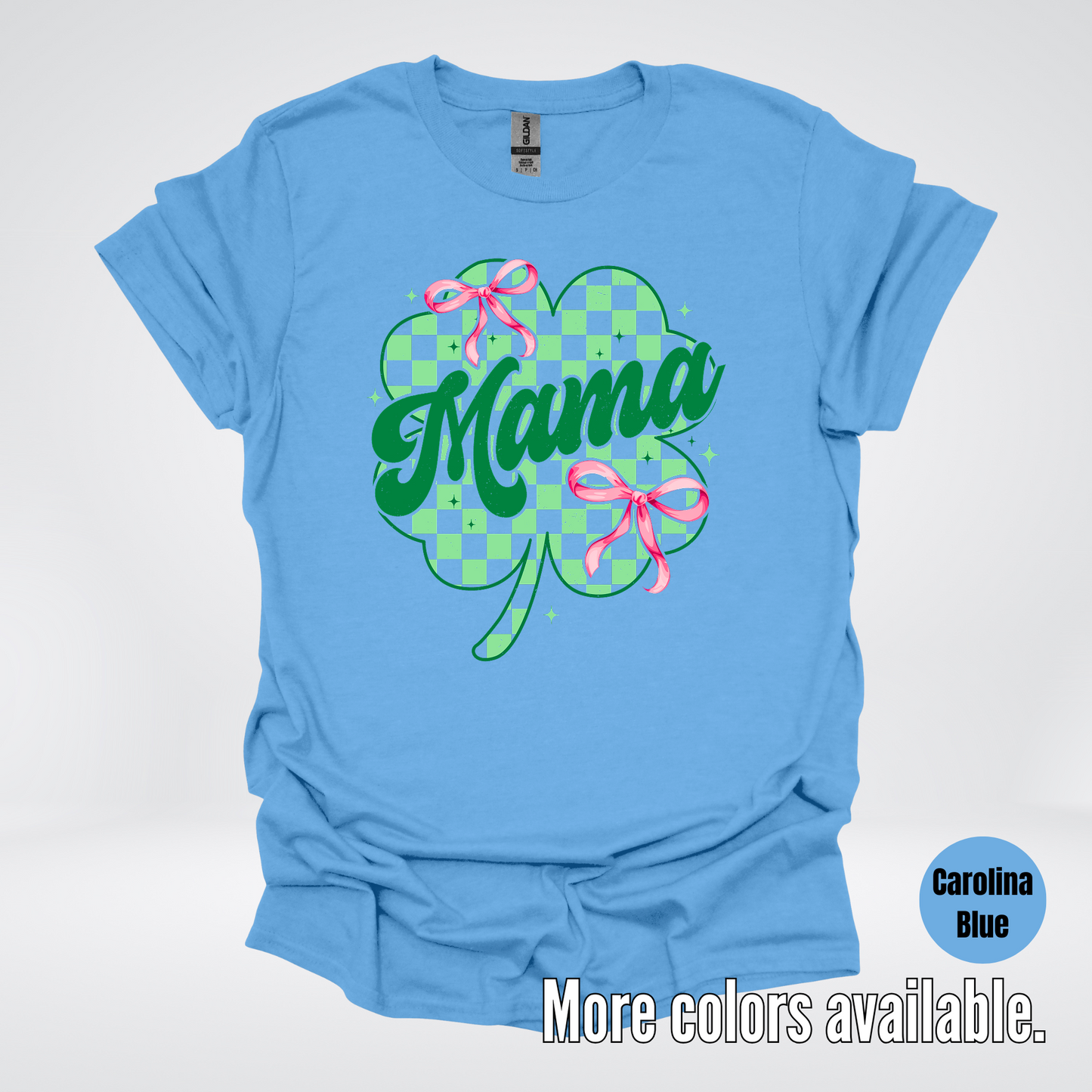 Coquette Mini Pink Bows Checkered Retro Four Leaf Clover Saint Patrick's Day T-Shirt