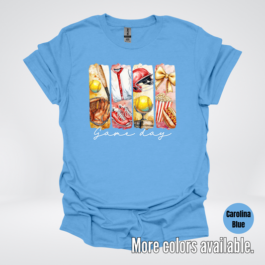 Game Day Coquette Brushstroke Softball T-Shirt