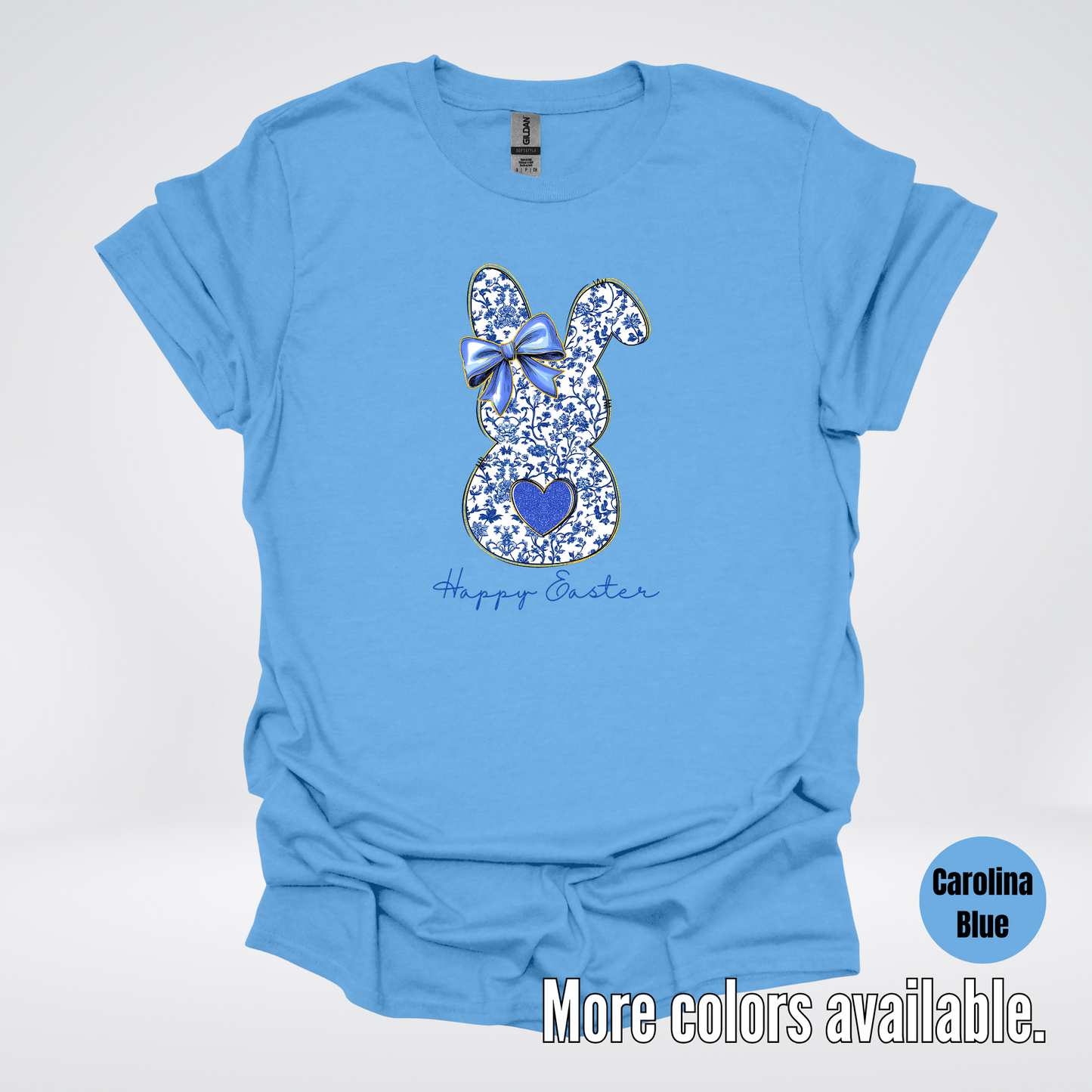 Happy Easter Bunny Blue Toile Chinoiserie Grand Millennial T-Shirt