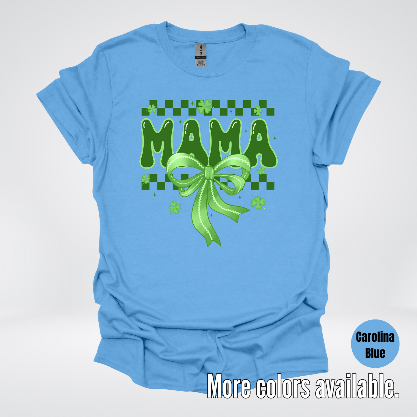 Mama Coquette Green Bow Checkered Retro Four Leaf Clovers T-Shirt