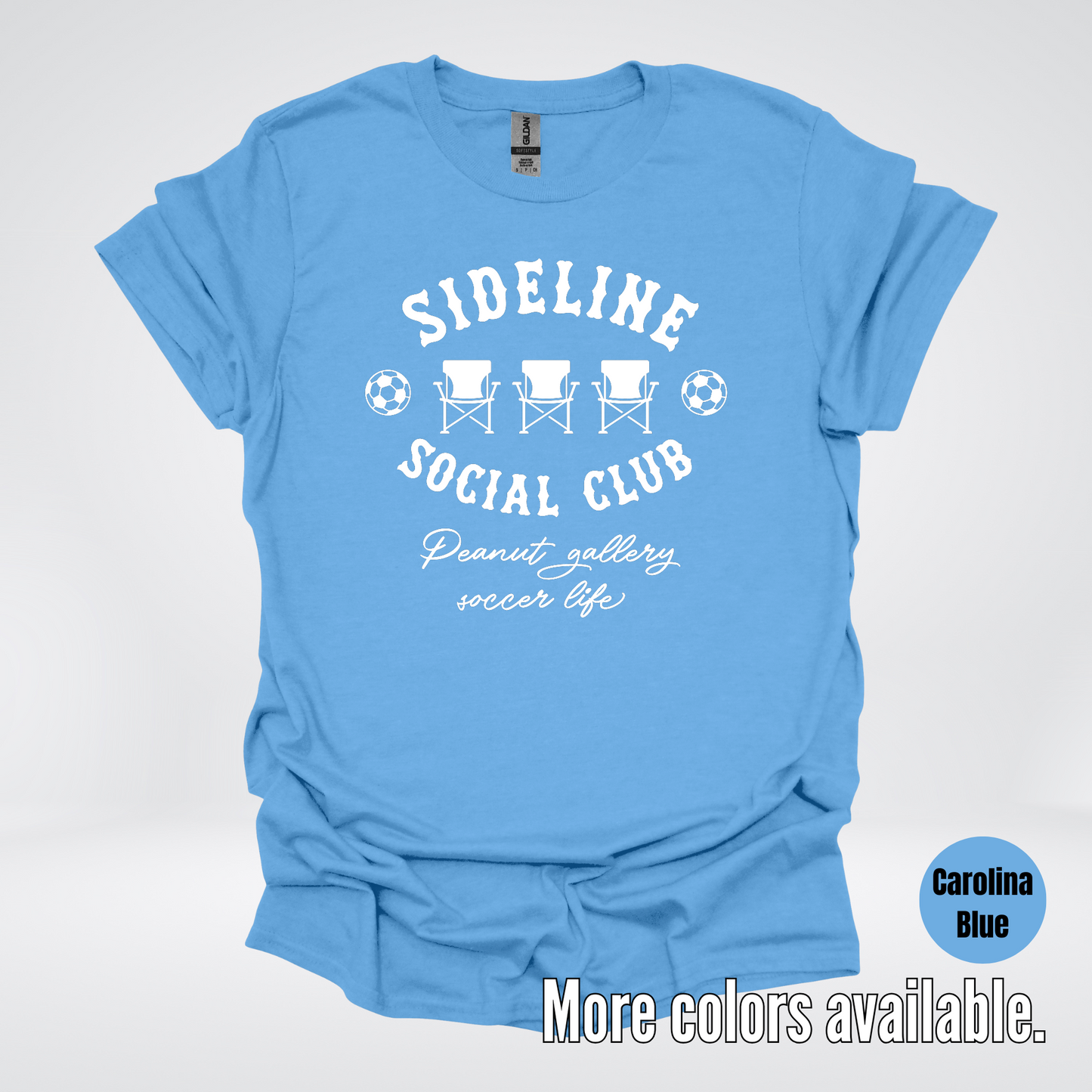 Sideline Social Club Peanut Gallery Soccer Life – White Design – T-Shirt