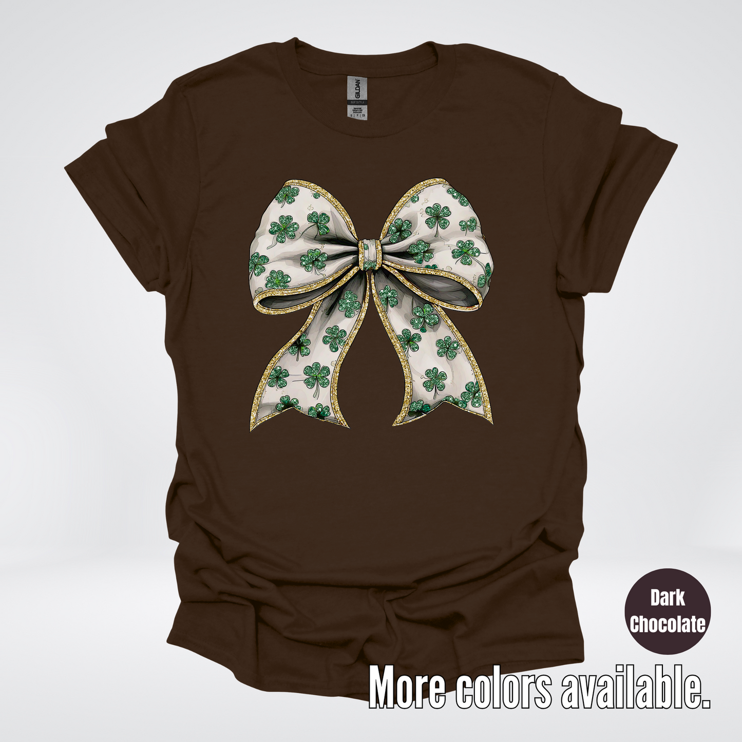 Lucky Clover Green Coquette Glitter Bow – Saint Patrick’s Day T-Shirt