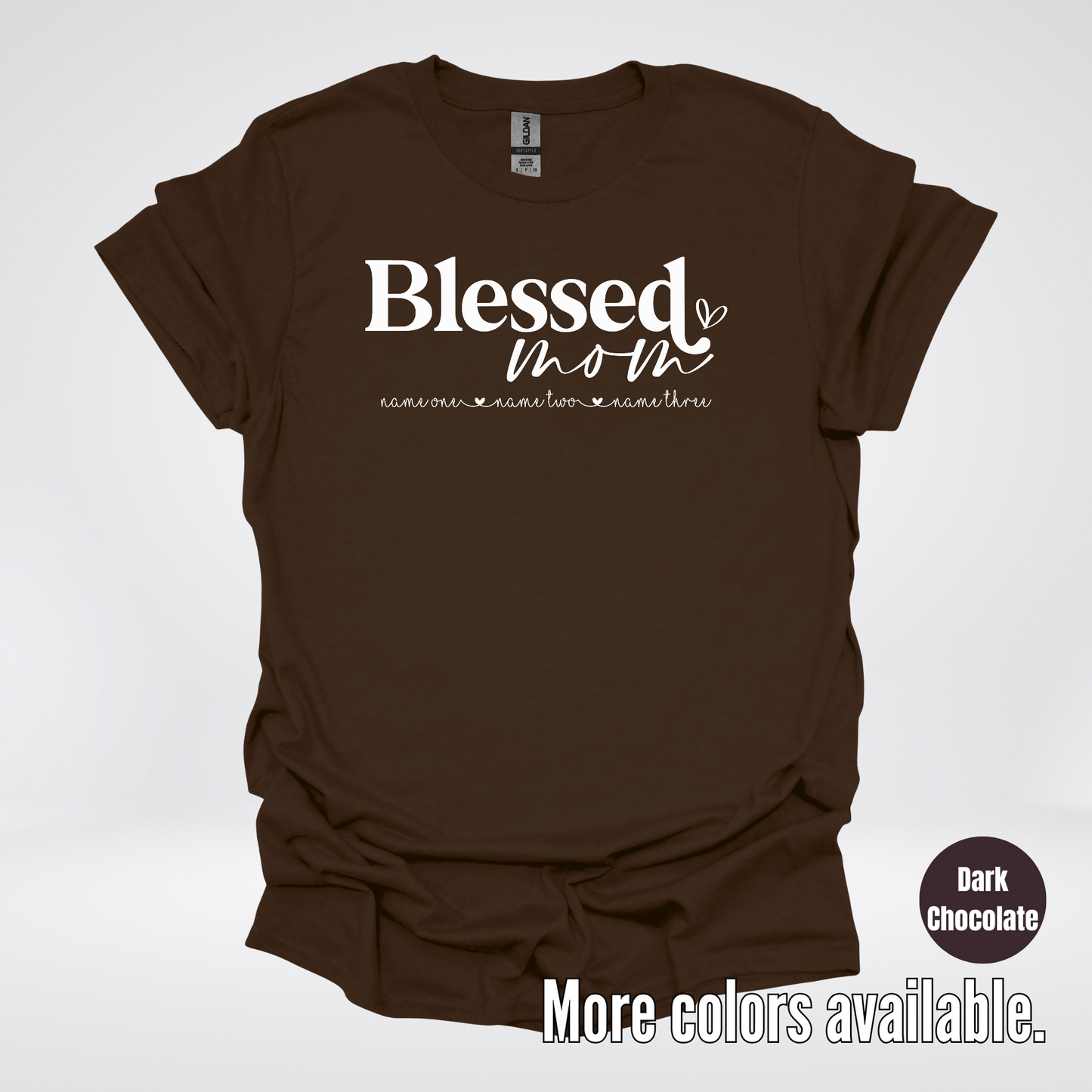 Custom Names Blessed Mom - White Design - T-Shirt