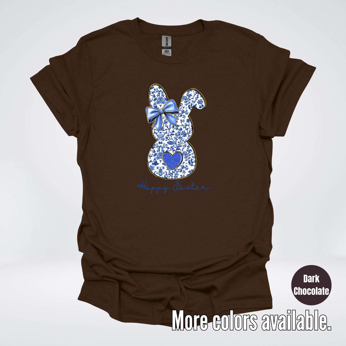 Happy Easter Bunny Blue Toile Chinoiserie Grand Millennial T-Shirt