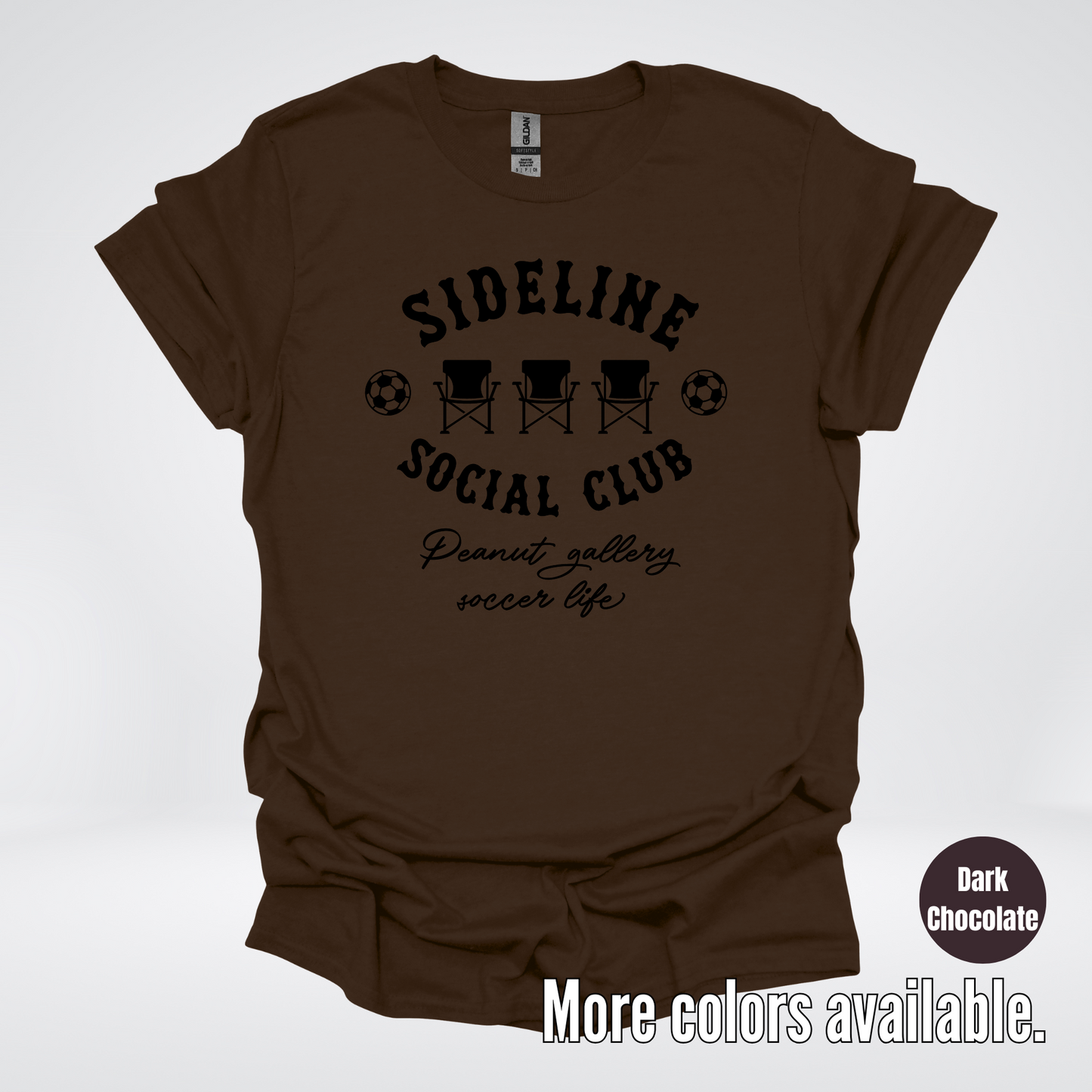 Sideline Social Club Peanut Gallery Soccer Life – Black Design – T-Shirt