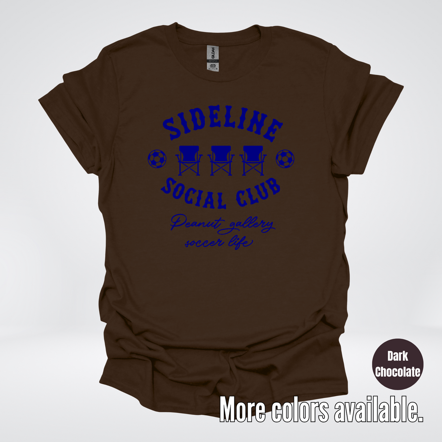 Sideline Social Club Peanut Gallery Soccer Life – Navy Design – Soccer T-Shirt