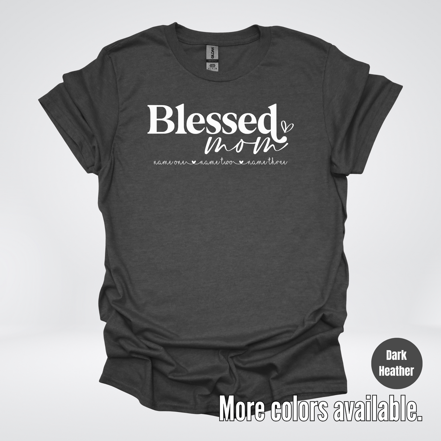 Custom Names Blessed Mom - White Design - T-Shirt