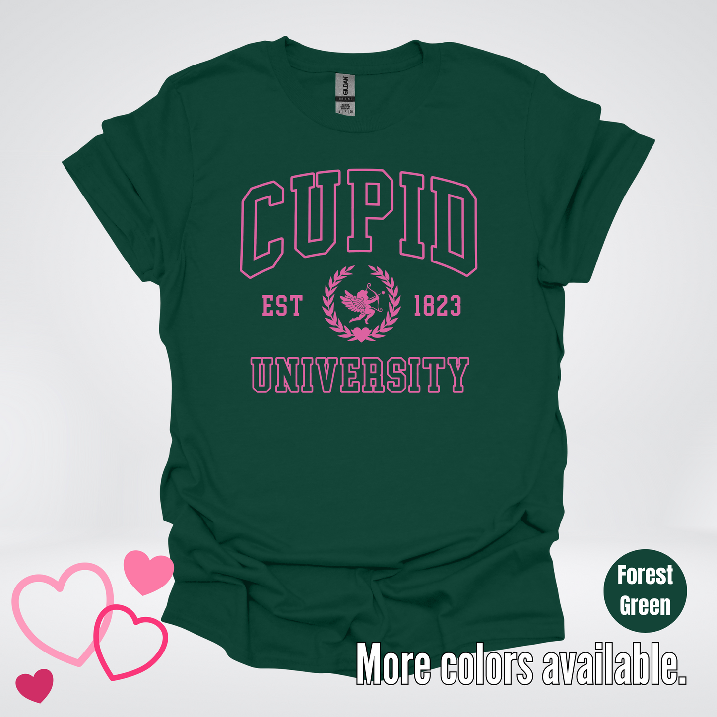 Cupid University Est 1823 Bright Pink Design T-Shirt