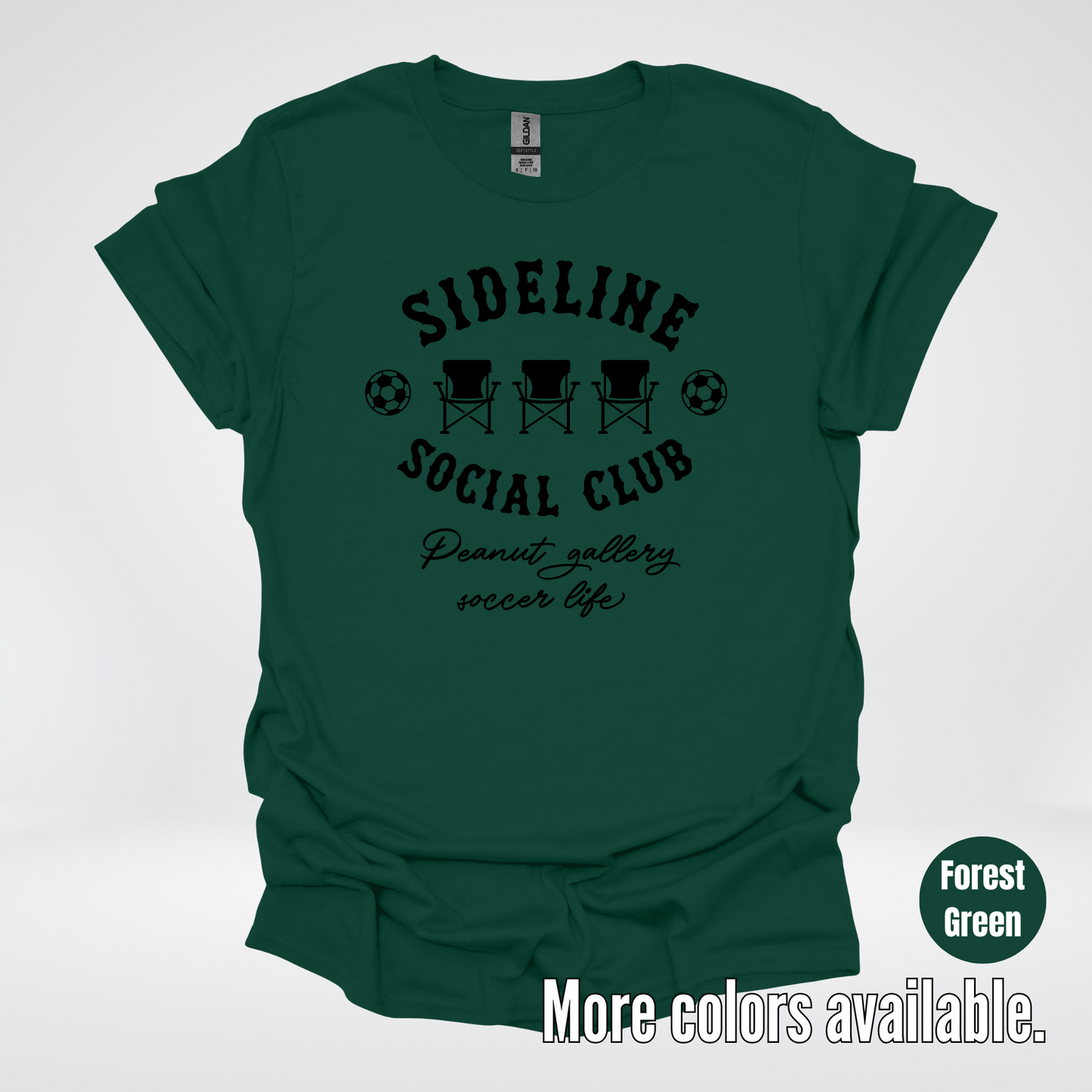 Sideline Social Club Peanut Gallery Soccer Life – Black Design – T-Shirt