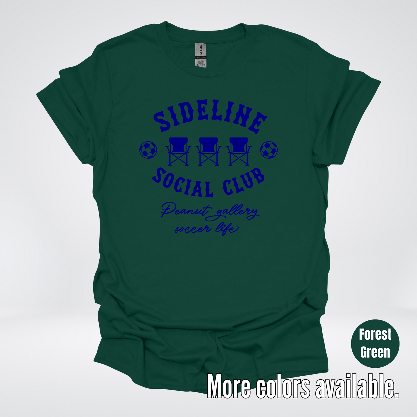 Sideline Social Club Peanut Gallery Soccer Life – Navy Design – Soccer T-Shirt