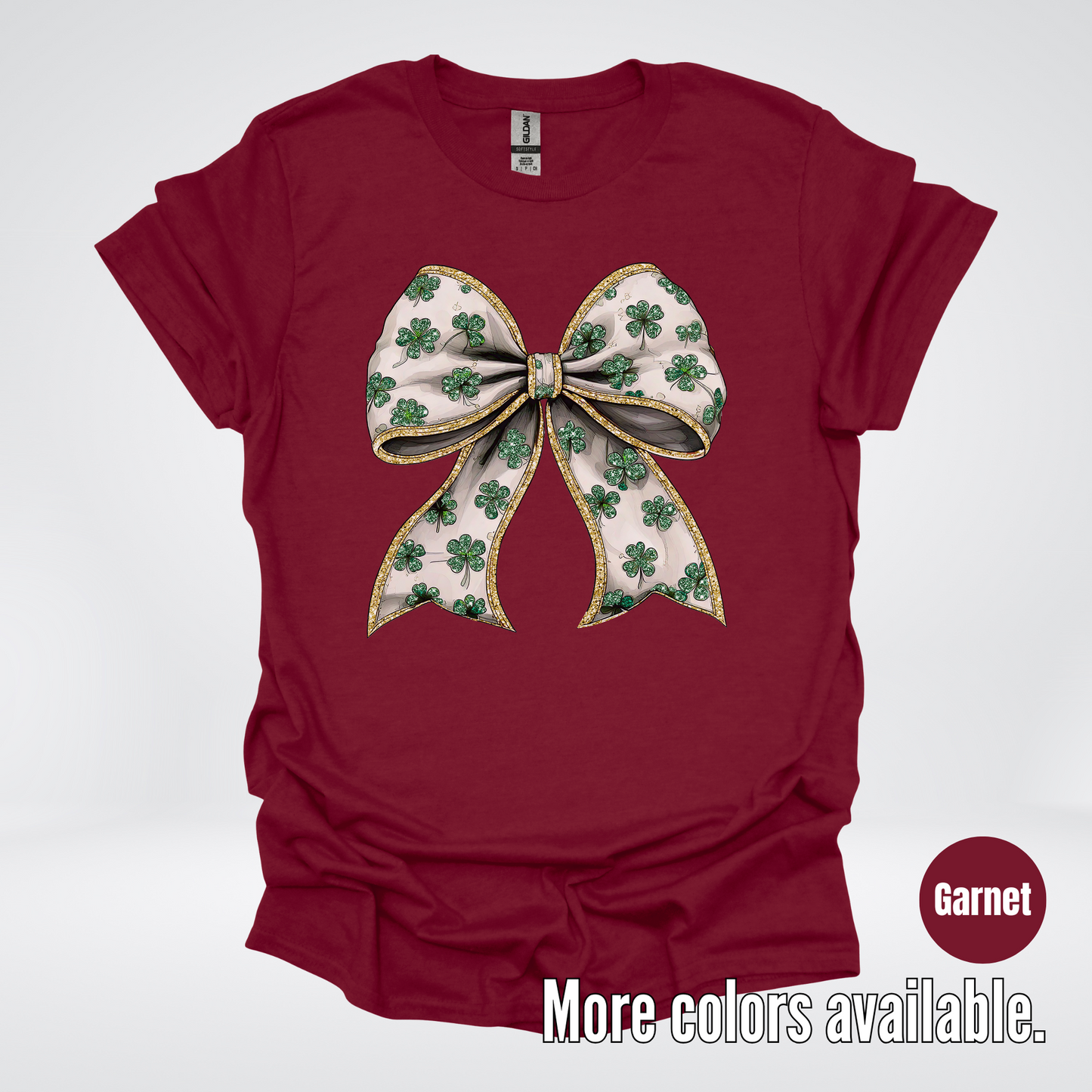 Lucky Clover Green Coquette Glitter Bow – Saint Patrick’s Day T-Shirt