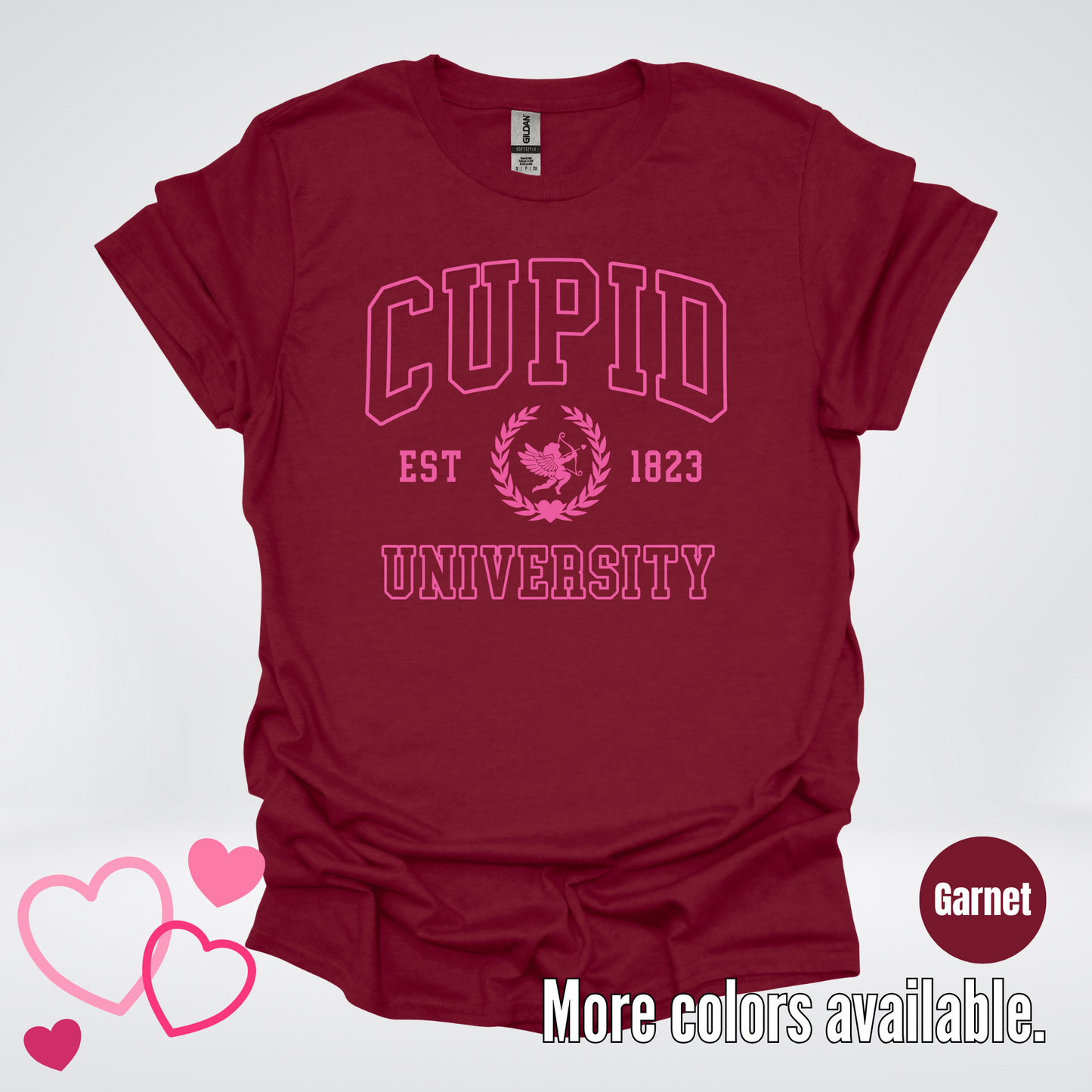 Cupid University Est 1823 Bright Pink Design T-Shirt