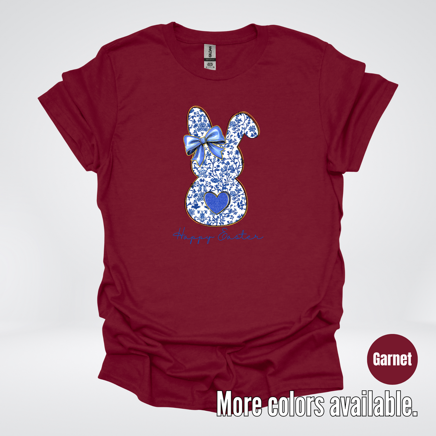 Happy Easter Bunny Blue Toile Chinoiserie Grand Millennial T-Shirt