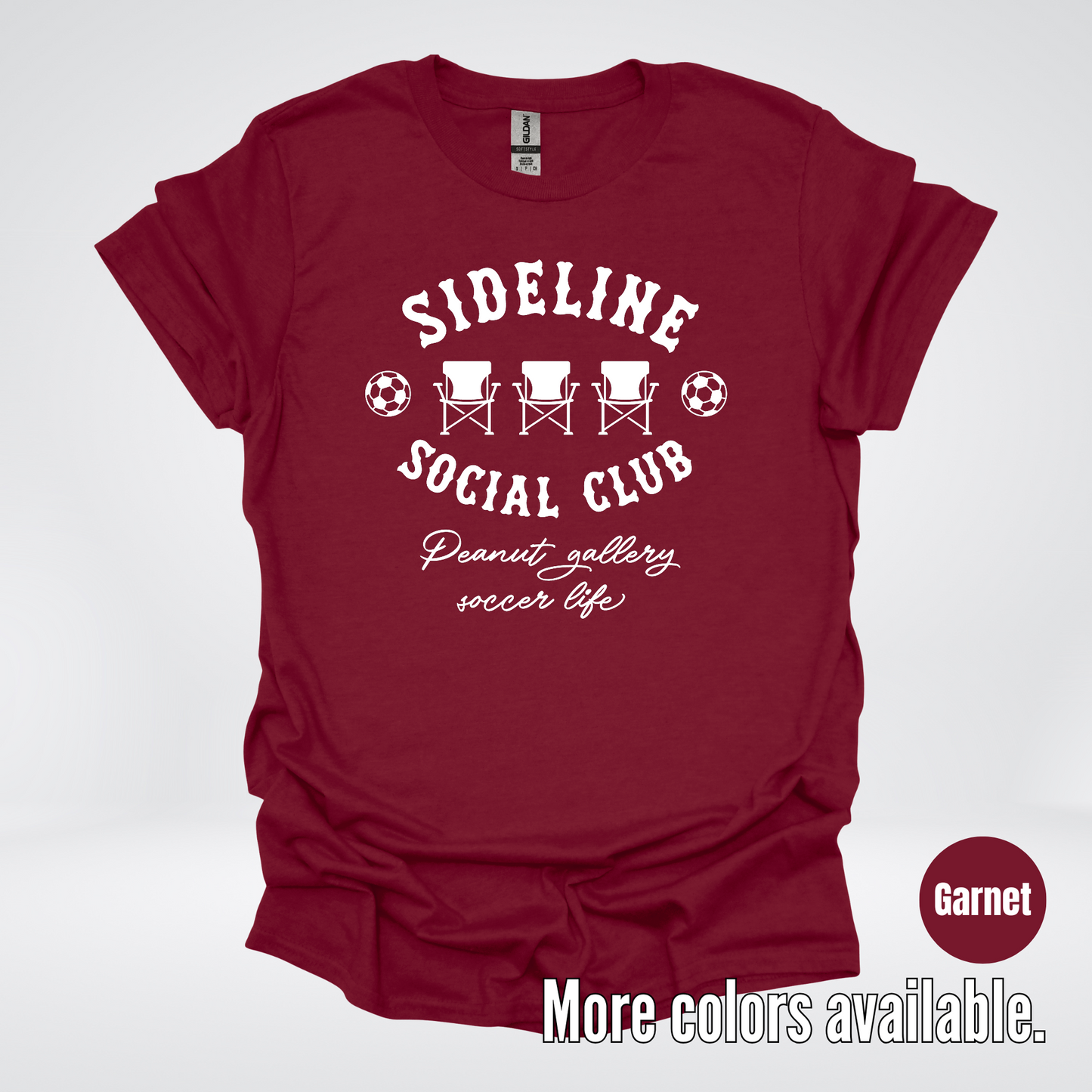 Sideline Social Club Peanut Gallery Soccer Life – White Design – T-Shirt