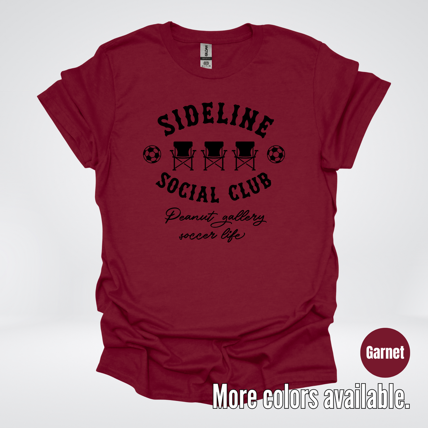 Sideline Social Club Peanut Gallery Soccer Life – Black Design – T-Shirt