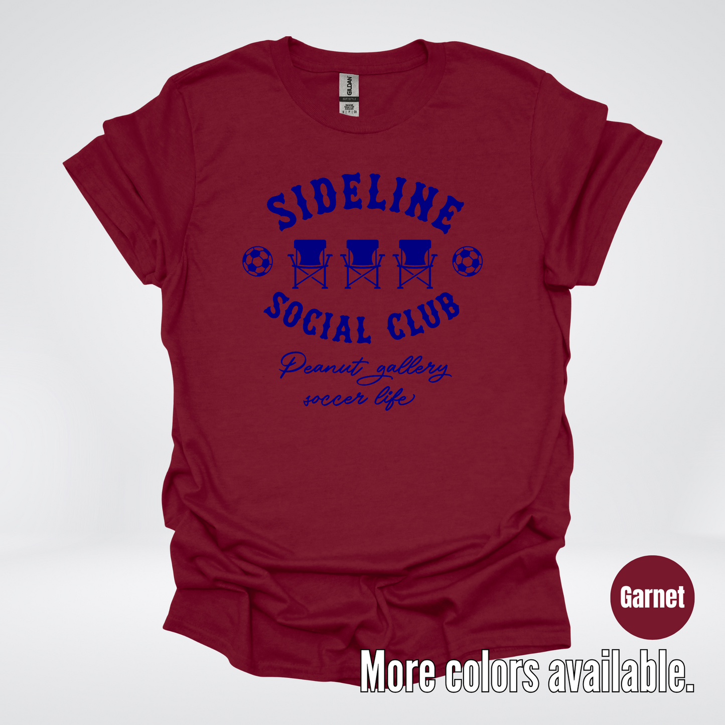 Sideline Social Club Peanut Gallery Soccer Life – Navy Design – Soccer T-Shirt