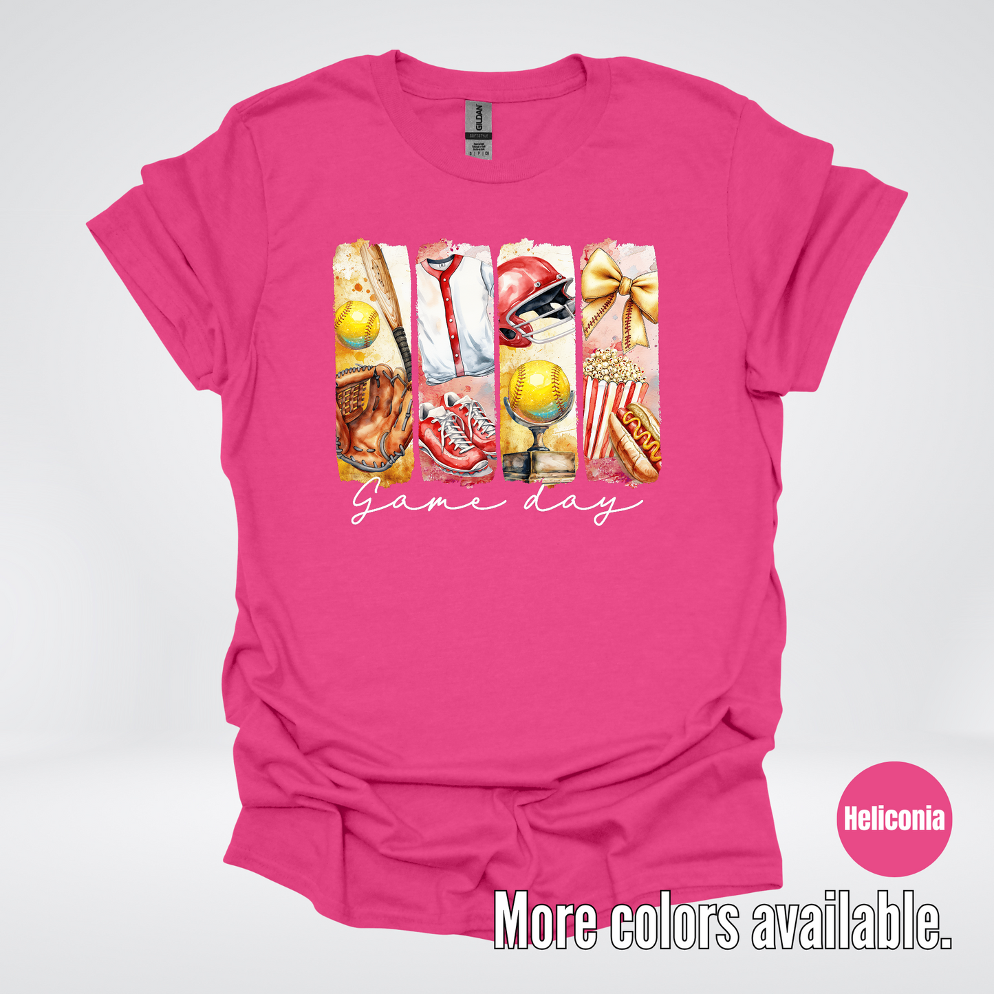 Game Day Coquette Brushstroke Softball T-Shirt