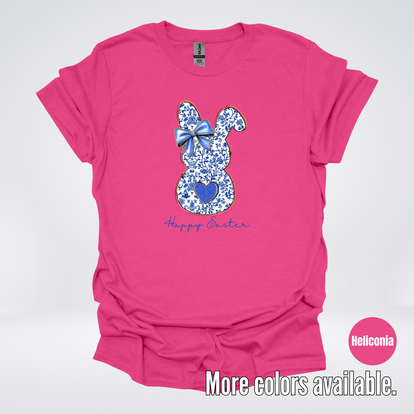 Happy Easter Bunny Blue Toile Chinoiserie Grand Millennial T-Shirt