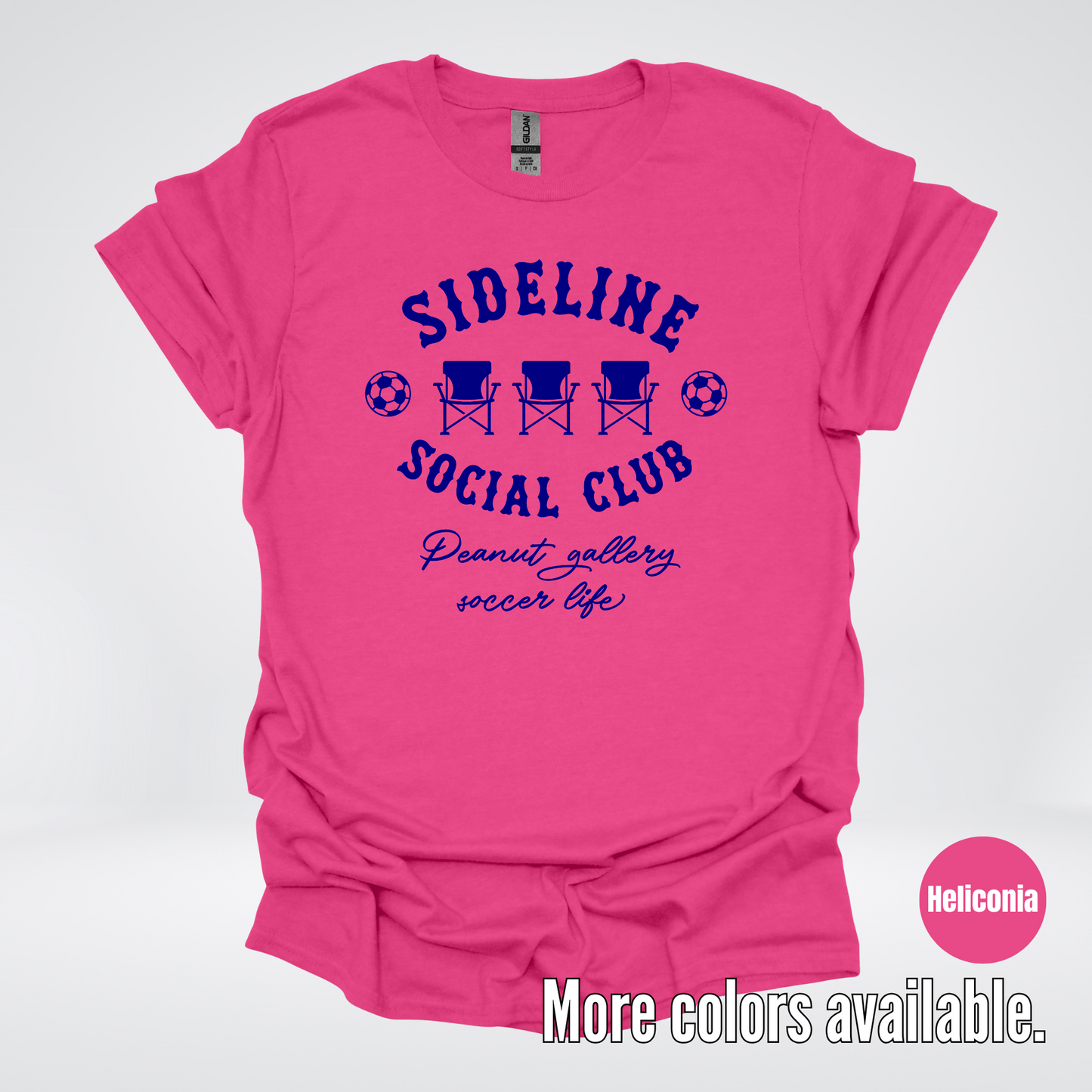 Sideline Social Club Peanut Gallery Soccer Life – Navy Design – Soccer T-Shirt