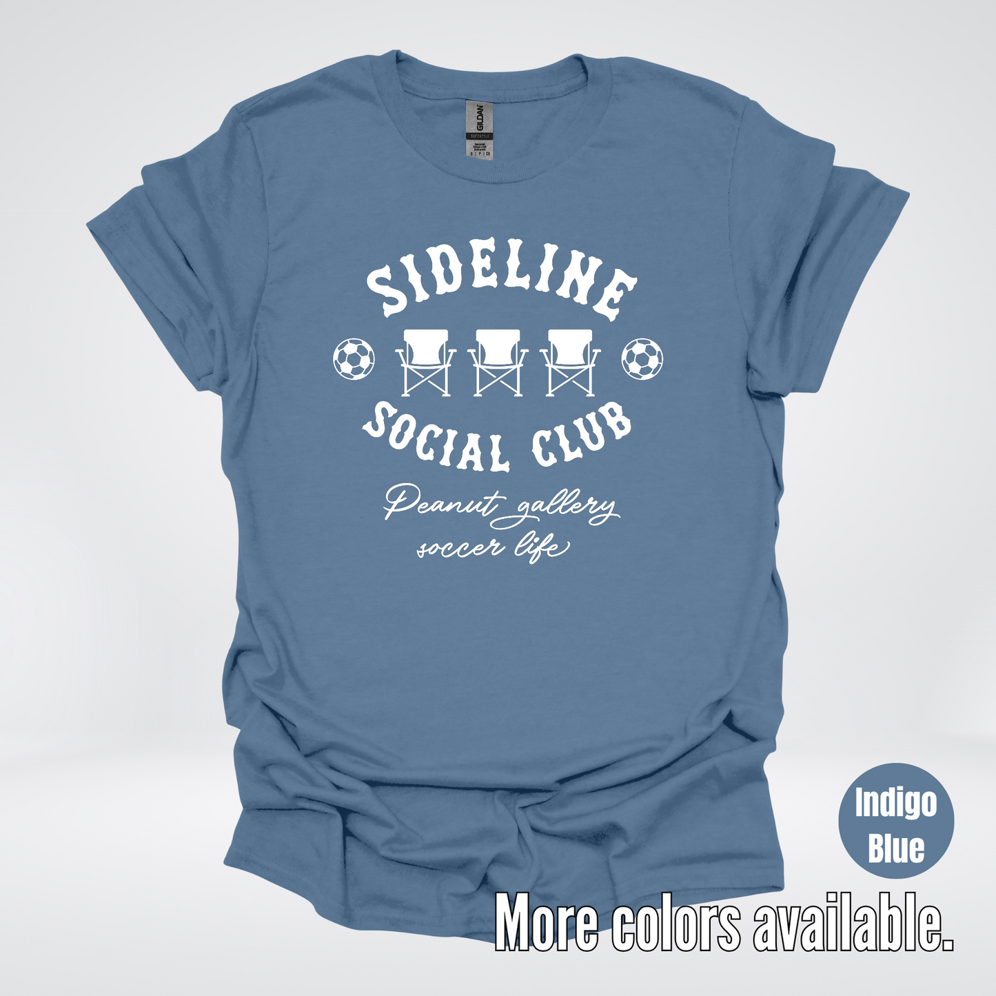 Sideline Social Club Peanut Gallery Soccer Life – White Design – T-Shirt