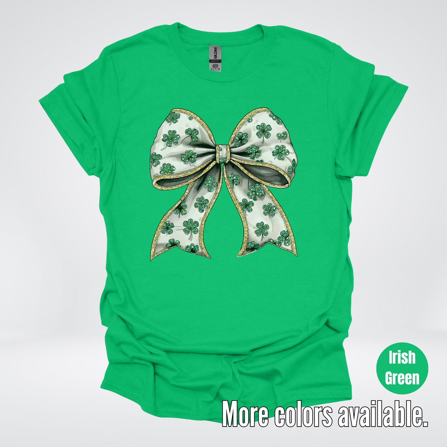 Lucky Clover Green Coquette Glitter Bow – Saint Patrick’s Day T-Shirt