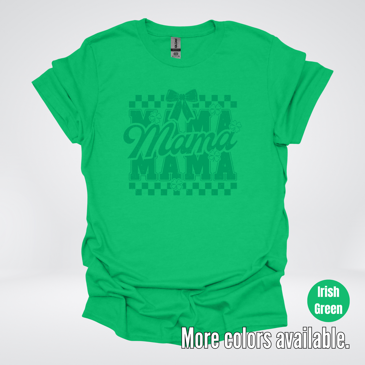 Distressed Saint Patrick’s Day Green Coquette Bow Mama T-Shirt