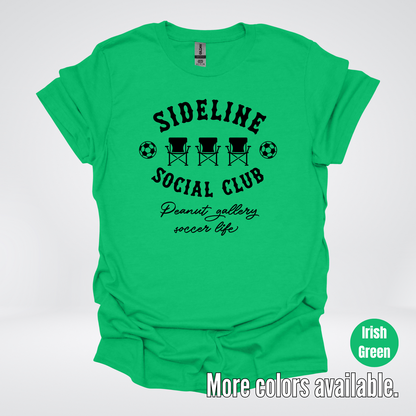 Sideline Social Club Peanut Gallery Soccer Life – Black Design – T-Shirt