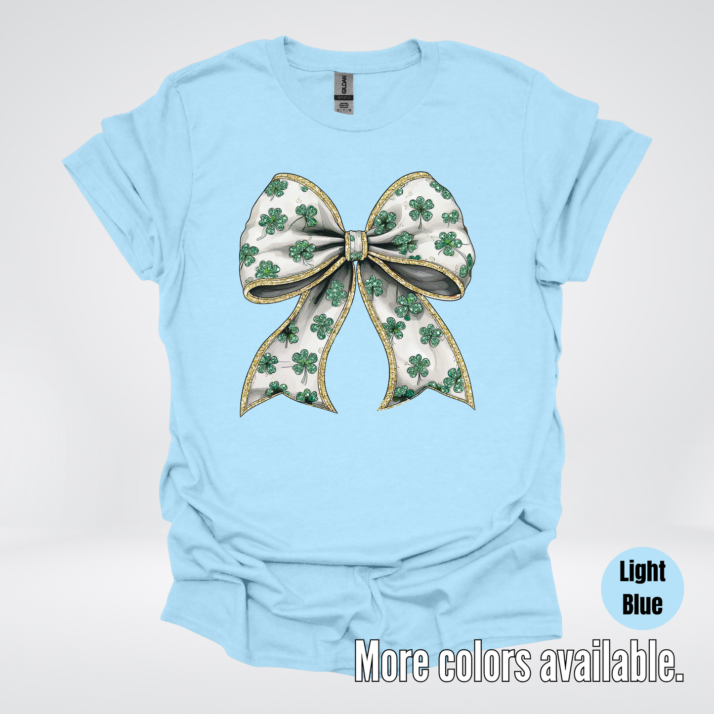 Lucky Clover Green Coquette Glitter Bow – Saint Patrick’s Day T-Shirt