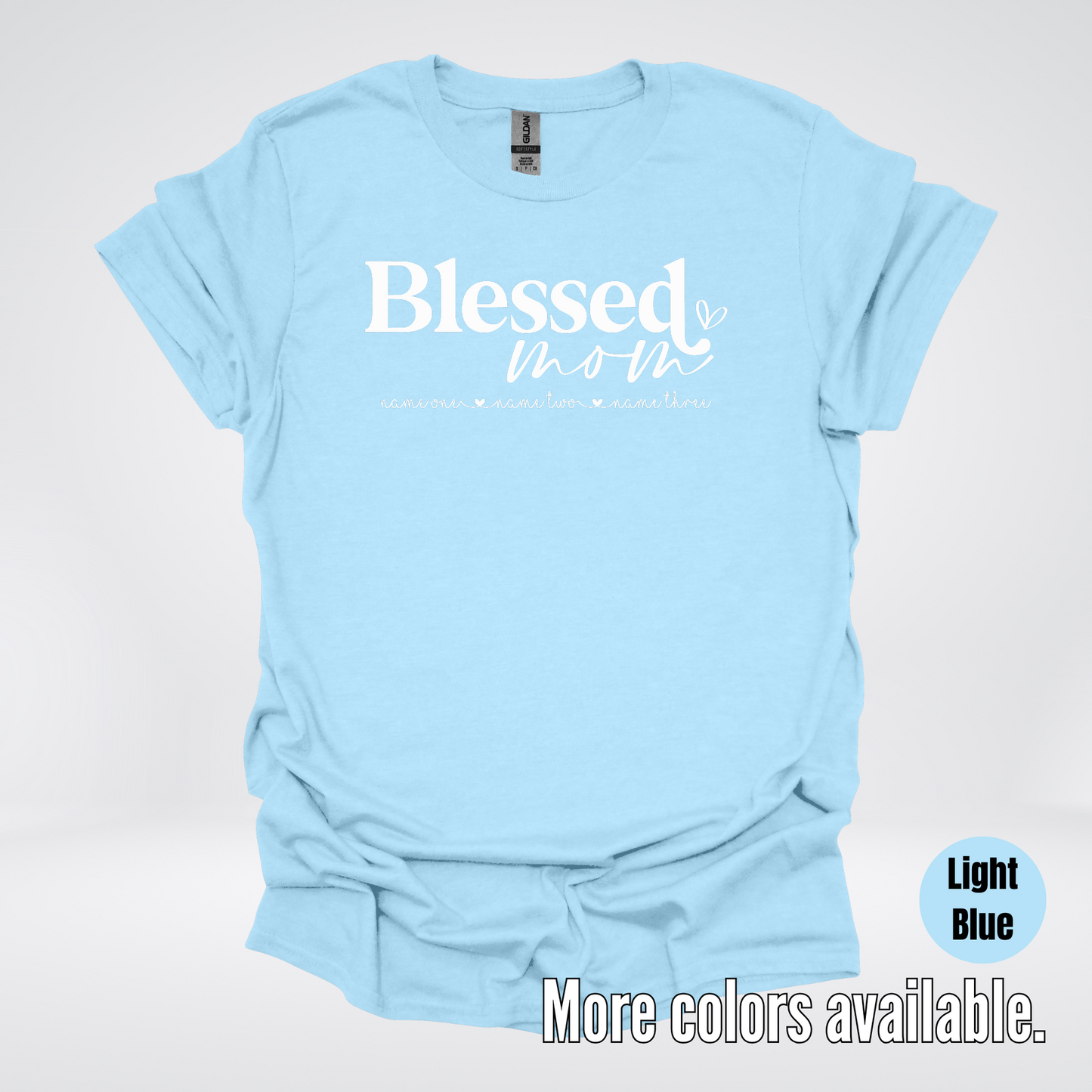Custom Names Blessed Mom - White Design - T-Shirt