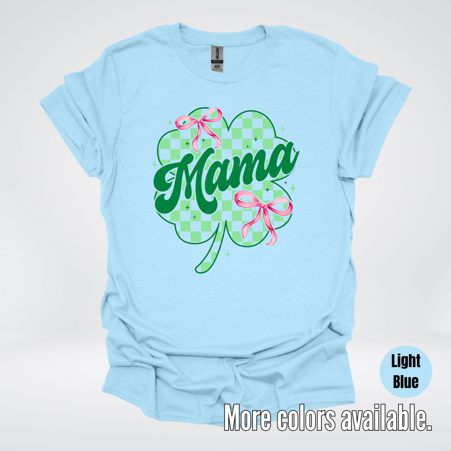Coquette Mini Pink Bows Checkered Retro Four Leaf Clover Saint Patrick's Day T-Shirt