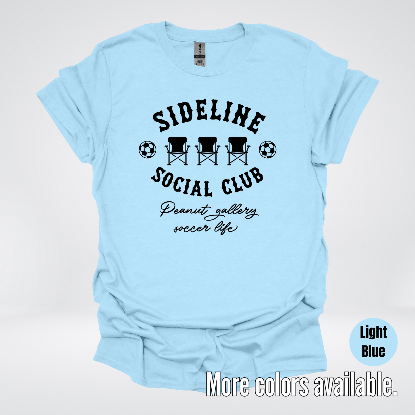 Sideline Social Club Peanut Gallery Soccer Life – Black Design – T-Shirt
