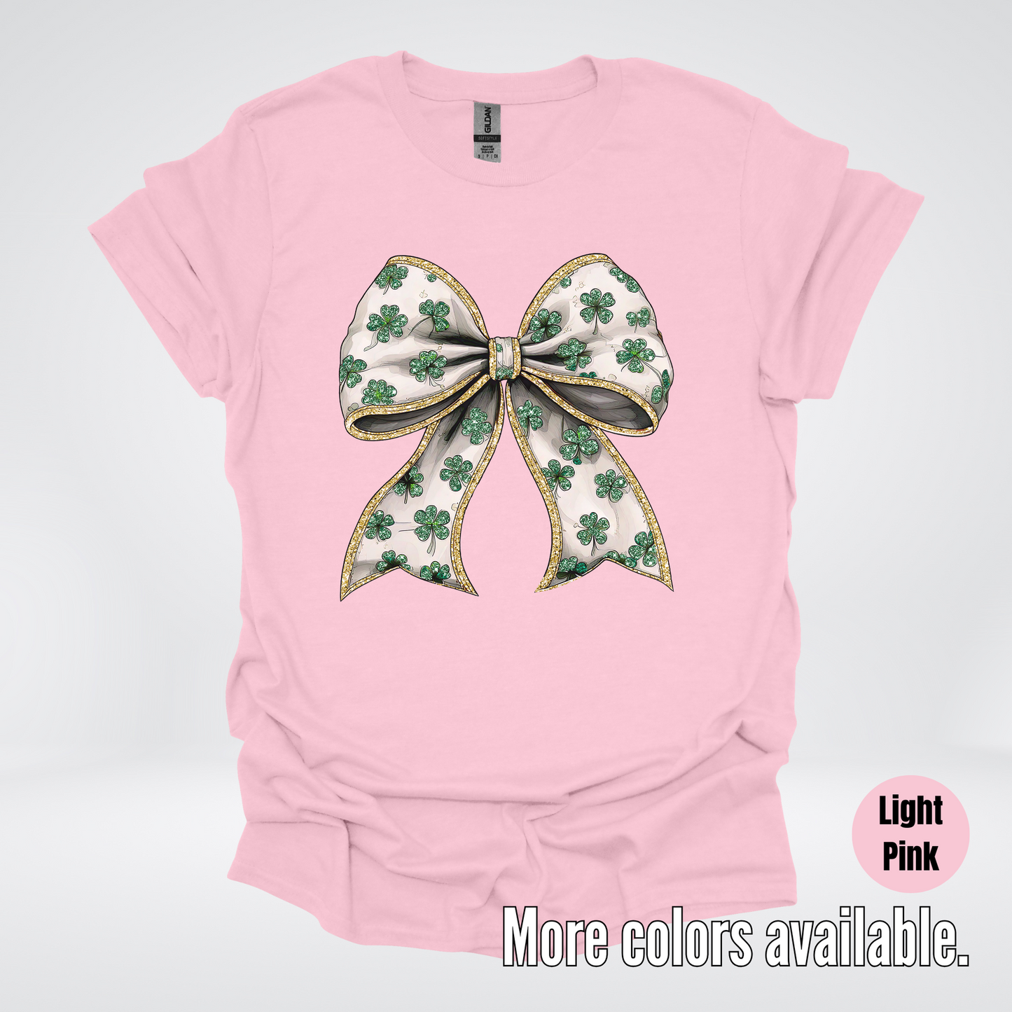 Lucky Clover Green Coquette Glitter Bow – Saint Patrick’s Day T-Shirt