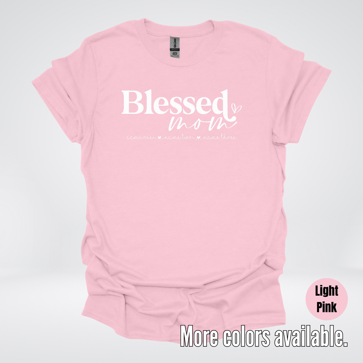 Custom Names Blessed Mom - White Design - T-Shirt
