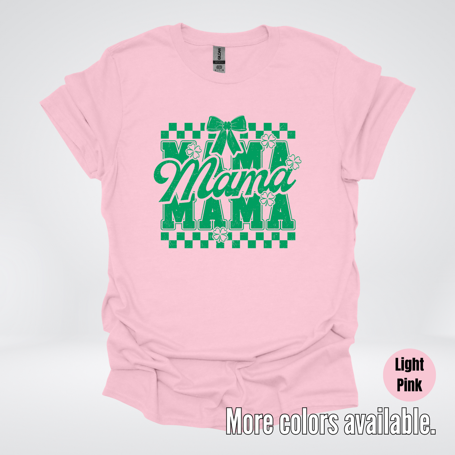 Distressed Saint Patrick’s Day Green Coquette Bow Mama T-Shirt