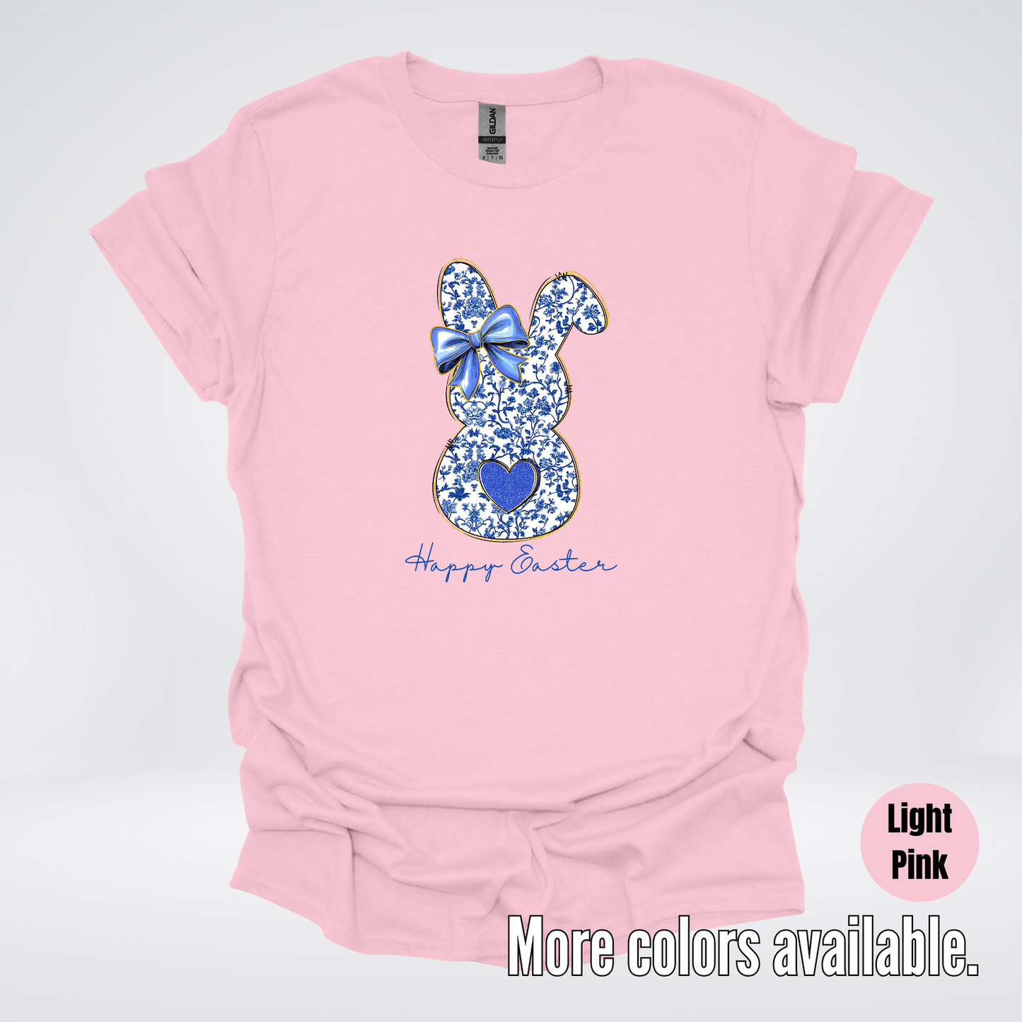 Happy Easter Bunny Blue Toile Chinoiserie Grand Millennial T-Shirt