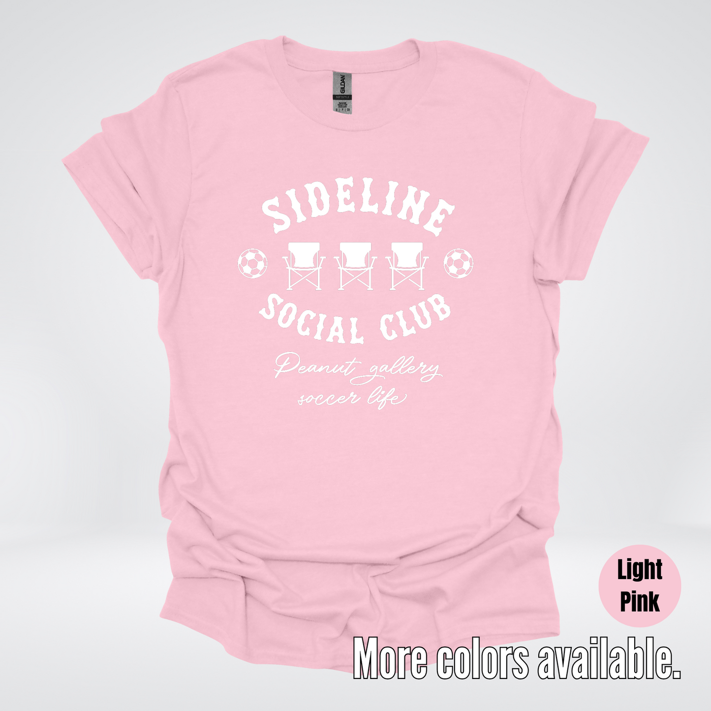 Sideline Social Club Peanut Gallery Soccer Life – White Design – T-Shirt