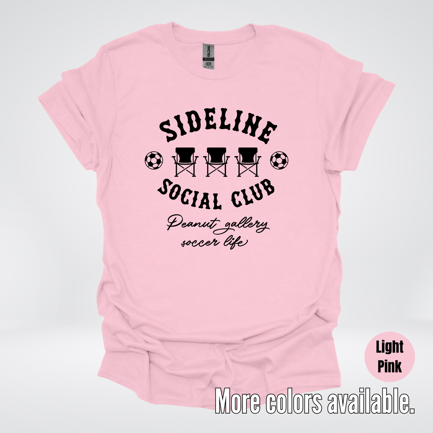 Sideline Social Club Peanut Gallery Soccer Life – Black Design – T-Shirt