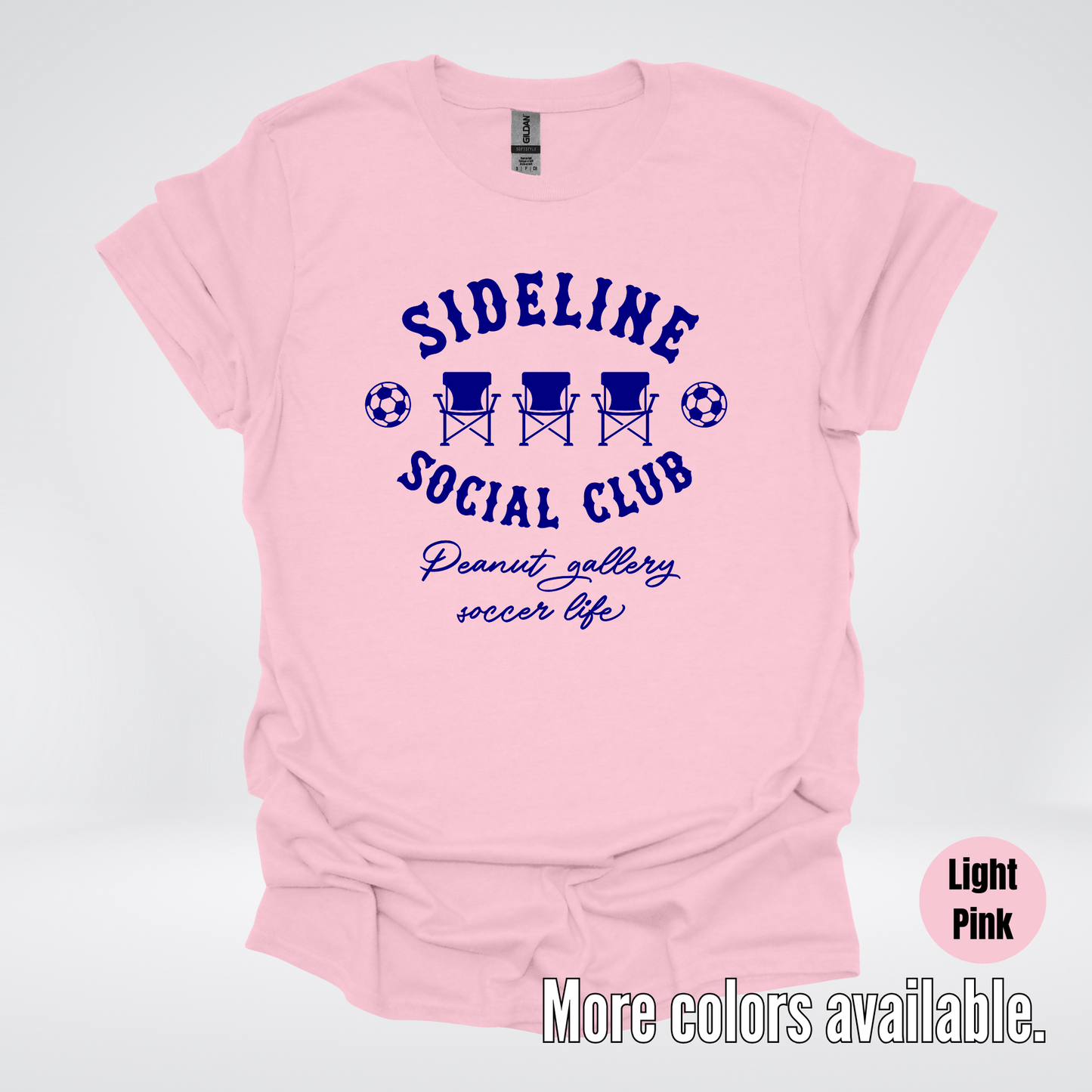 Sideline Social Club Peanut Gallery Soccer Life – Navy Design – Soccer T-Shirt