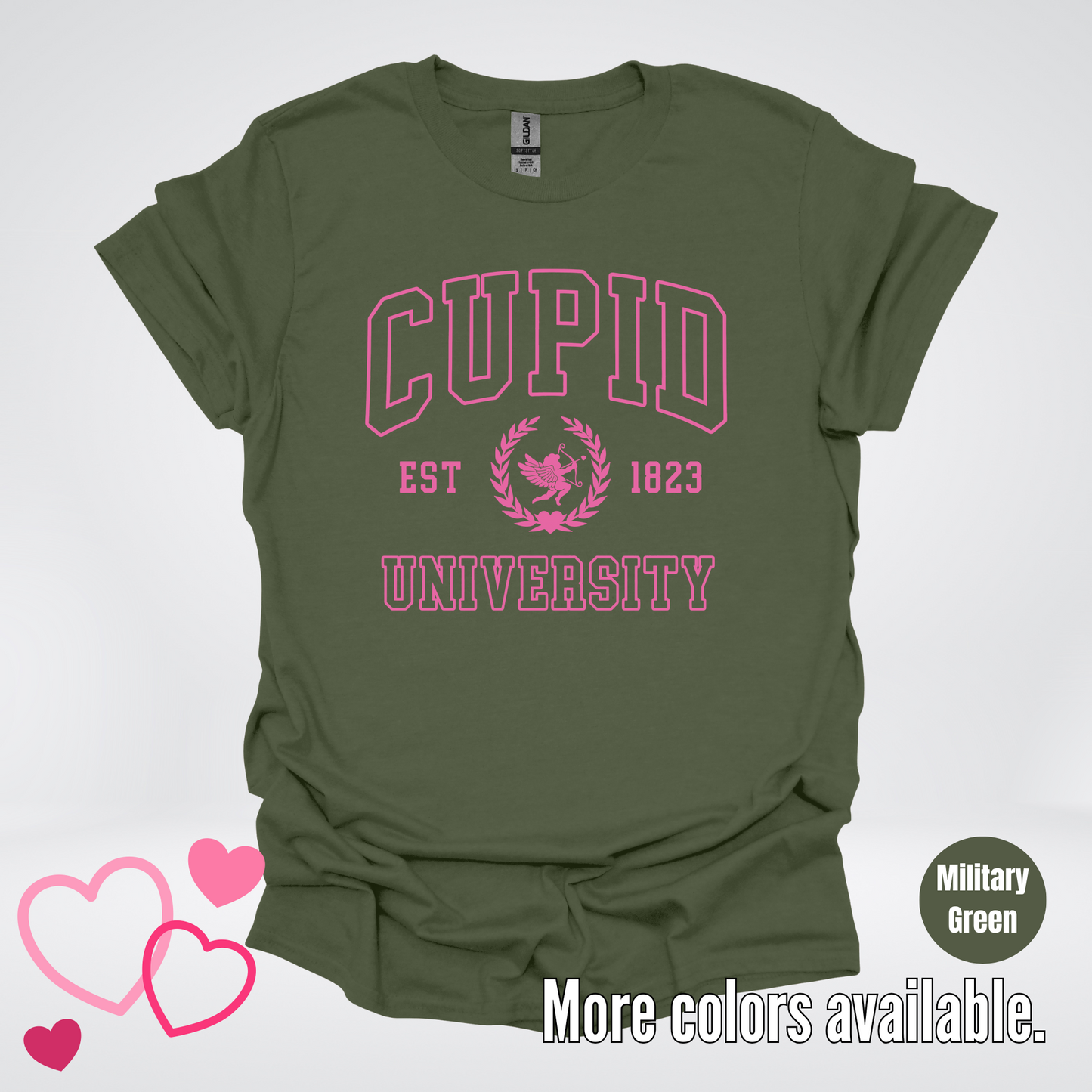 Cupid University Est 1823 Bright Pink Design T-Shirt