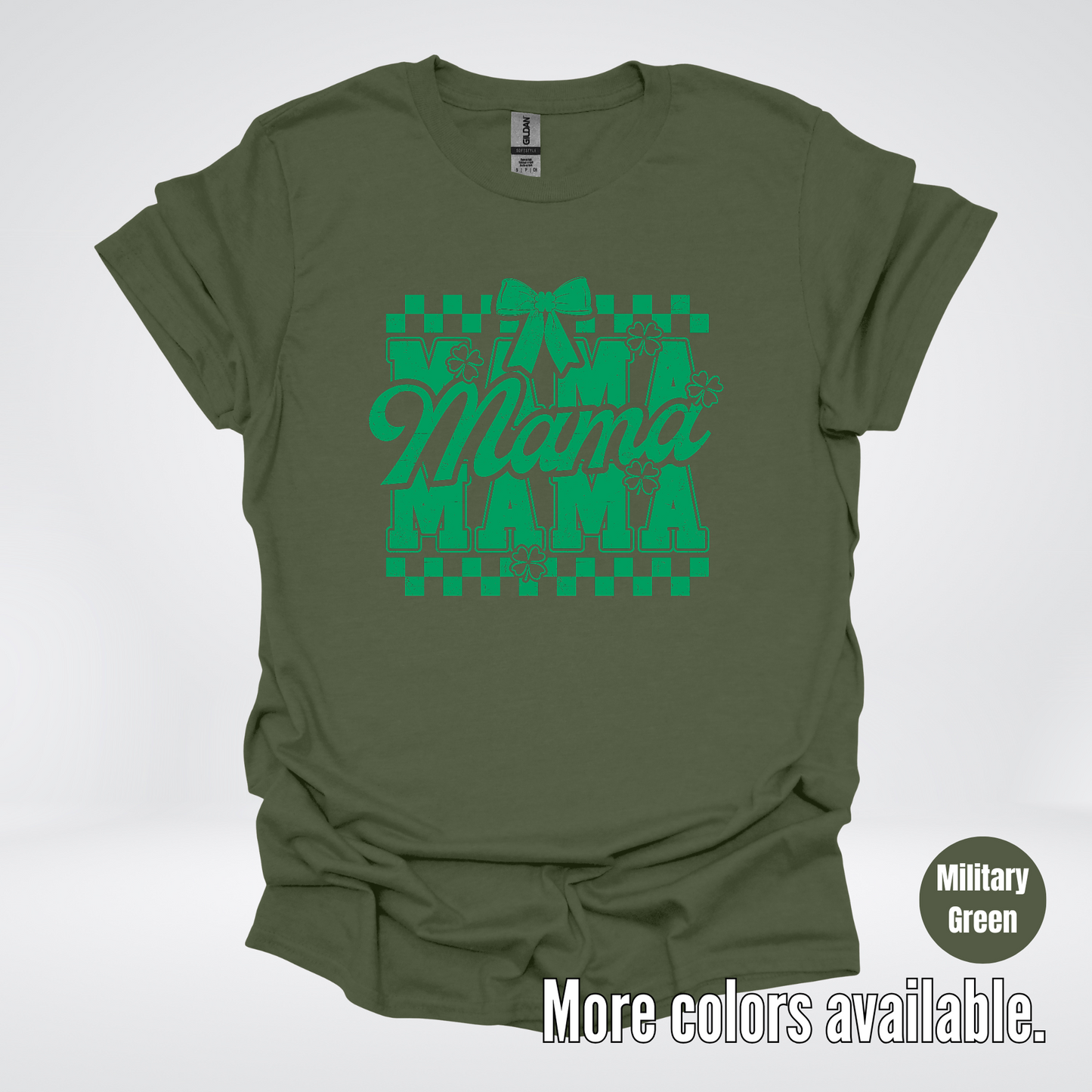Distressed Saint Patrick’s Day Green Coquette Bow Mama T-Shirt