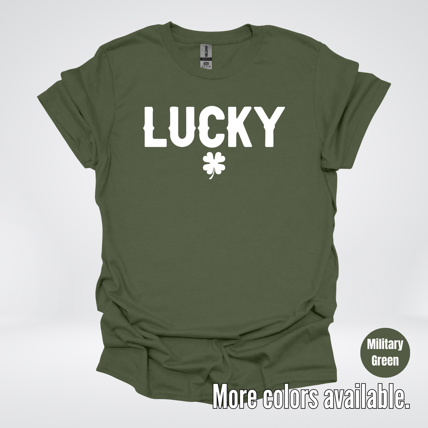 Lucky & Four Leaf Clover - White Design - St. Patrick's Day T-Shirt