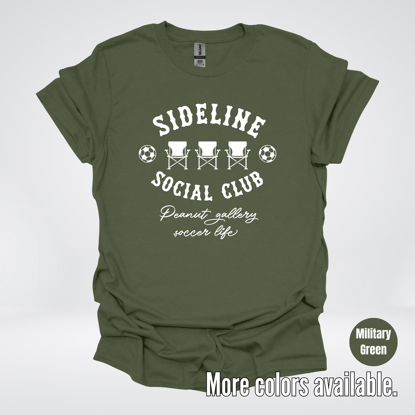 Sideline Social Club Peanut Gallery Soccer Life – White Design – T-Shirt