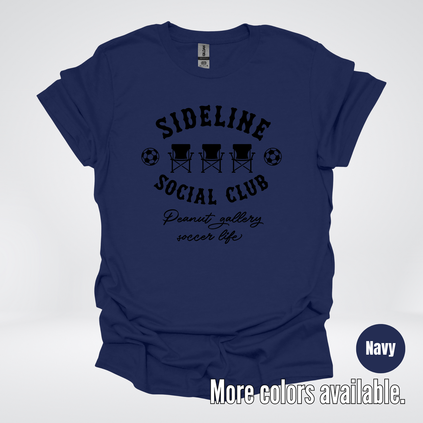 Sideline Social Club Peanut Gallery Soccer Life – Black Design – T-Shirt