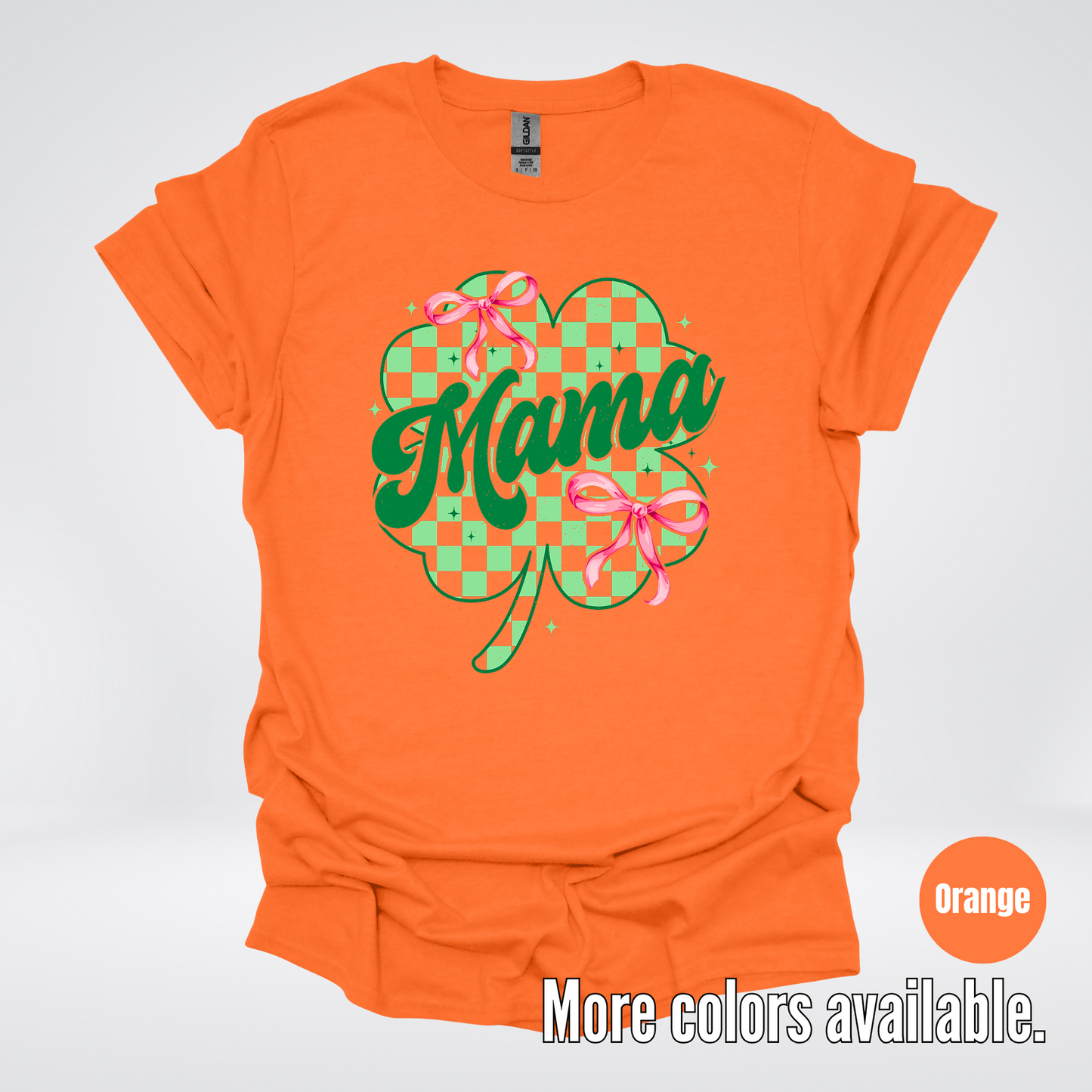 Coquette Mini Pink Bows Checkered Retro Four Leaf Clover Saint Patrick's Day T-Shirt